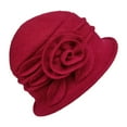 thumbnail image 1 of UJNDER Elegant Floral Wool Cloche Hat for Women 1920s Winter Headwear Accessory for Seasonal Fashion Red, 1 of 2