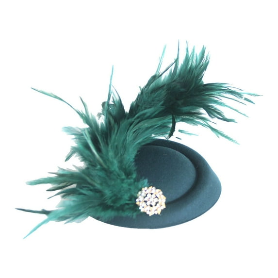UJNDER Elegant French Feather Mini Top Hat Hair Accessory for Brides Timeless Bridal Headpiece Fascinator Dark Green