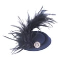 thumbnail image 1 of UJNDER Elegant French Feather Mini Top Hat Hair Accessory for Brides Timeless Bridal Headpiece Fascinator Navy, 1 of 3