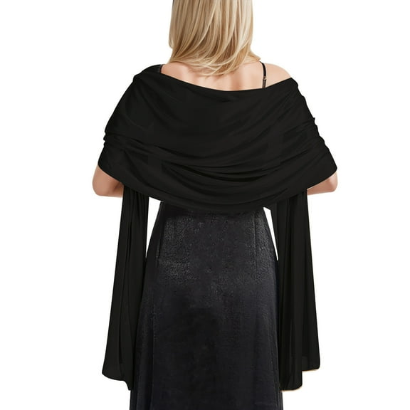 UJNDER Elegant Satin Evening Wrap Shawl for formal Dinner Parties and Soft Dressy Cover Up Lightweight Black