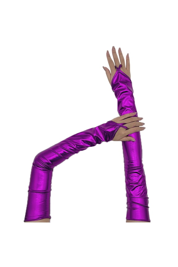 Elegant Solid Color Satin Gloves for Women for Wedding and Carnival Parties Purple