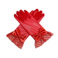 thumbnail image 1 of UJNDER Elegant Women Lace Gloves for Parties and Weddings With Bow Design Short Evening Accessories for Sun Red, 1 of 4