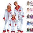 thumbnail image 1 of UJNDER Family Christmas Pajamas Matching Sets Fleece Long Sleeve Cozy Holiday Festive Nightwear Outfit for Kids,01_Light Blue,3-4 Years, 1 of 6