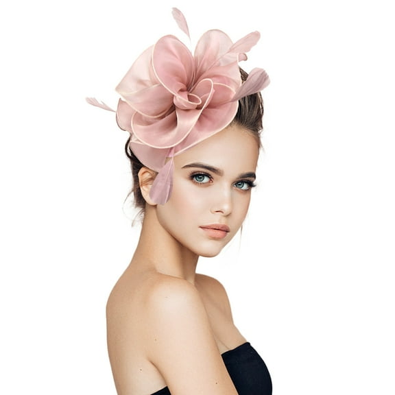 UJNDER Fascinator Hats for Women Elegant Pillbox Flower Headwear for Tea Party Wedding Events Hair Accessories Pink