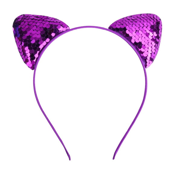 UJNDER Fashion Children's Cat Ears Glitter Sequins Cartoon Headband Accessories for Festivals and Celebrations Purple