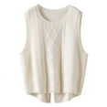 thumbnail image 1 of UJNDER Fashion Solid Vest Sweater for Women Casual Loose Short Split Knit Sleeveless White L, 1 of 3