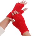 thumbnail image 1 of UJNDER Fingerless Gloves for Women Half Finger Winter Stretchy Knit Fingerless Mittens Unisex for Comfortable Wear Red One Size, 1 of 9