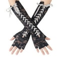 thumbnail image 1 of UJNDER Fingerless Steam Punk Witch Long Elbow Arm Warmers Lace Sleeves for Party Halloween Gloves Mittens Light Gray, 1 of 6
