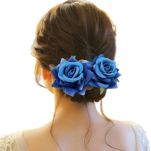 UJNDER Flower Hair Clips for Women Bridal Headpieces for Weddings Floral Accessories for Kids Rose Comb Blue