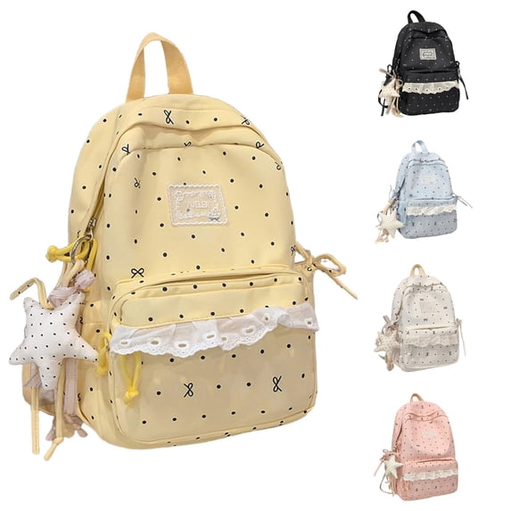 UJNDER Full Coverage Lace Print Backpack for Students Versatile Casual Daypack for Travel Commuting and School Bookbag Use Backpack for School,04_Yellow,Mid