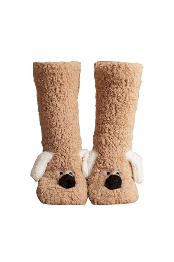 Fuzzy Slipper Socks For Men Women Winter Warm Microfiber Soft Home Sleeping Floor Socks Coffee