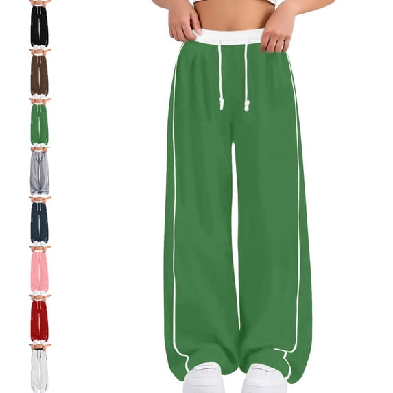UJNDER Girl's Loose Straight Activewear Pants for Daily Comfort and Style Wide Leg Sweatpants,Green,10-11 Years