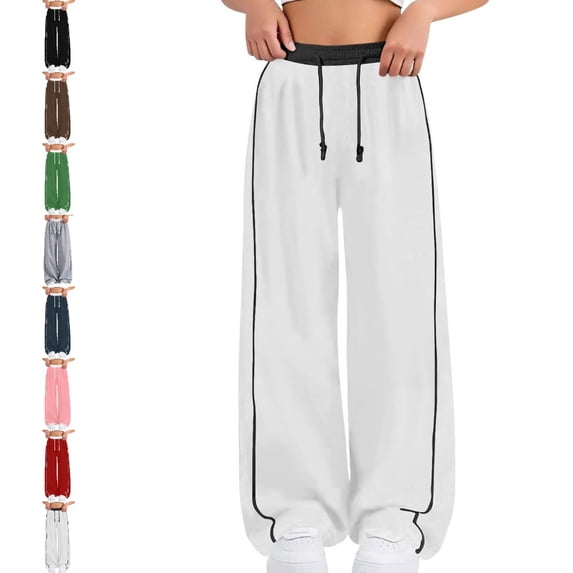 UJNDER Girl's Loose Straight Activewear Pants for Daily Comfort and Style Wide Leg Sweatpants,White,10-11 Years