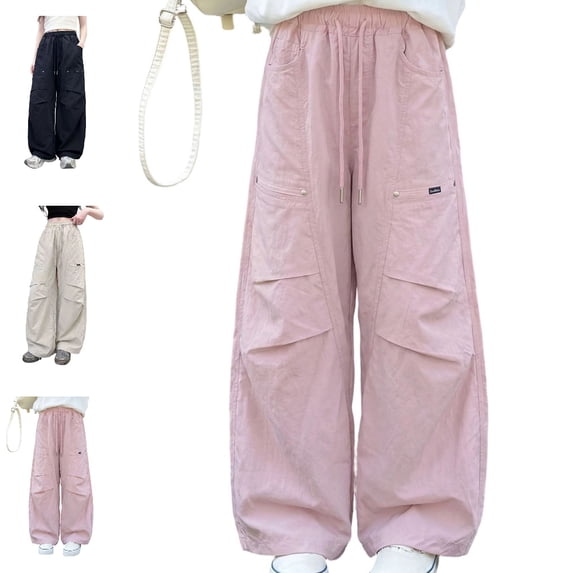 UJNDER Girls Casual Trousers Fashionable Loose Fit Long Style Outdoor Play Comfortable Wear Girls Pants,Pink,5-6 Years