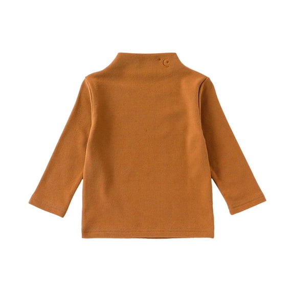 UJNDER Girls Cozy Semi High Neck Long Sleeve Pullover Sweatshirt With Cute Embroidery Casual Top For Autumn Winter 6M-5Y Toddler Sweatshirt,Coffee,6-9 Months