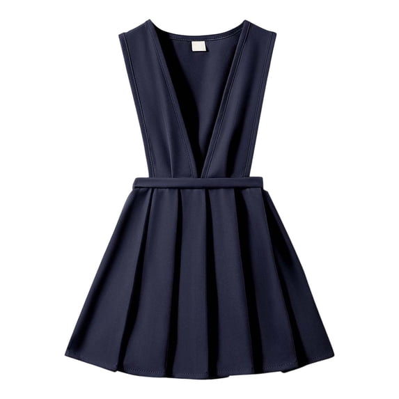 UJNDER Girls Dress for School Casual Wear Toddler Kids Pinafore Pleated Skirt with Adjustable Straps Comfortable Everyday Outfit Age 2-9 Years Midi Dress Blue,3-4 Years