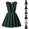 thumbnail image 1 of UJNDER Girls Dress for School Casual Wear Toddler Kids Pinafore Pleated Skirt with Adjustable Straps Comfortable Everyday Outfit Age 2-9 Years Midi Dress Green,4-5 Years, 1 of 4