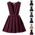 thumbnail image 1 of UJNDER Girls Dress for School Casual Wear Toddler Kids Pinafore Pleated Skirt with Adjustable Straps Comfortable Everyday Outfit Age 2-9 Years Midi Dress Red,6-7 Years, 1 of 4