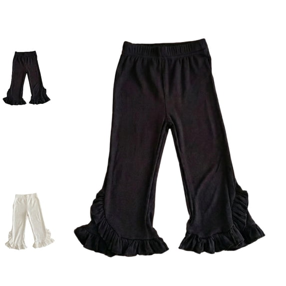 UJNDER Girls Flared Casual Pants Summer Fashionable Thin Basic Trousers for Toddler Baby Daily Wear Flared Leggings,Black,5-6 Years