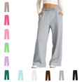 thumbnail image 1 of UJNDER Girls High Waisted Soft Stretch Casual Trousers with Pockets Comfortable Everyday Wear Style Girls Pants,01_Grey,11-12 Years, 1 of 5