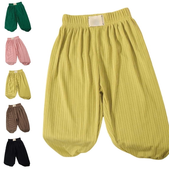 UJNDER Girls Ice Silk Elastic High Waisted Casual Flowy Stretchy Trousers Girls Pants,Green,4-5 Years