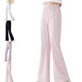 thumbnail image 1 of UJNDER Girls Ice Silk Flared Trousers Breathable Lightweight Long Comfortable Casual Style Girls Pants,Pink,7-8 Years, 1 of 5