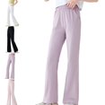 thumbnail image 1 of UJNDER Girls Ice Silk Flared Trousers Breathable Lightweight Long Comfortable Casual Style Girls Pants,Purple,11-12 Years, 1 of 5