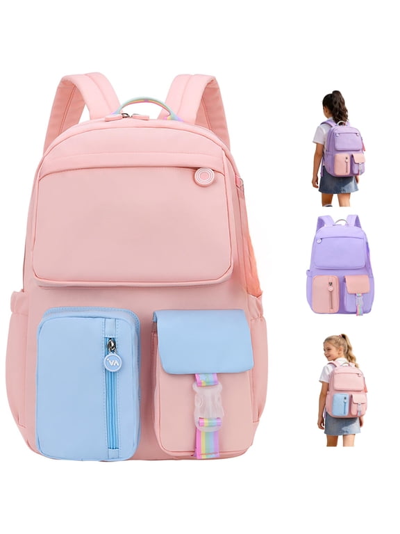 Girls Lightweight Ergonomic Spine Backpack for Kids with Comfortable Double Shoulder Design School Bag,Pink1,Mid