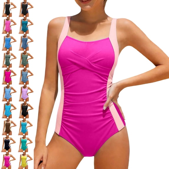 UJNDER Girls Ruffle Swimsuit With Adjustable Straps and Removable Soft Cup Inserts 7-16Y One Piece Bathing Suit 03_Pink,7-8 Years