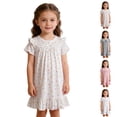 thumbnail image 1 of UJNDER Girls Soft Short Sleeve Round Neck Solid Color Summer Sleep Dress Breathable Lightweight Home Pajamas for Toddler Little Girl Pajamas for Girls,White_001,2-3 Years, 1 of 4