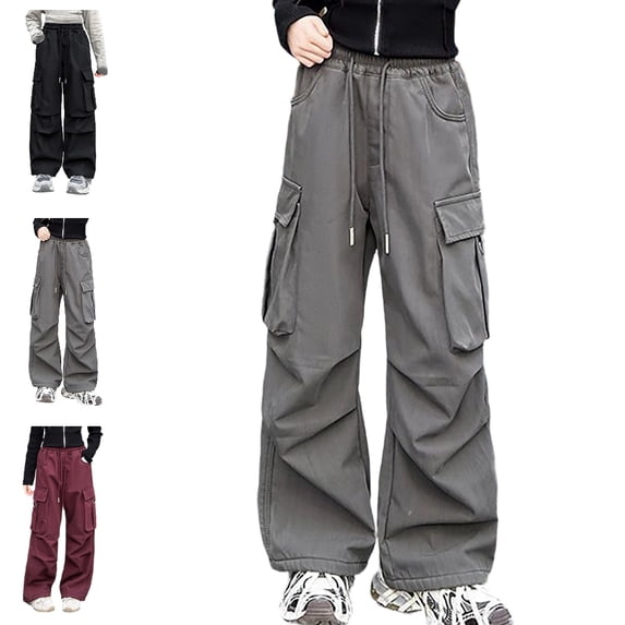 UJNDER Girls Straight Leg Casual Fashion Childrens Bottoms Streetwear for Kids Comfortable Cargo Pants Girls Cargo Pants,Grey,9-10 Years
