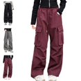 thumbnail image 1 of UJNDER Girls Straight Leg Casual Fashion Childrens Bottoms Streetwear for Kids Comfortable Cargo Pants Girls Cargo Pants,Red,10-11 Years, 1 of 6