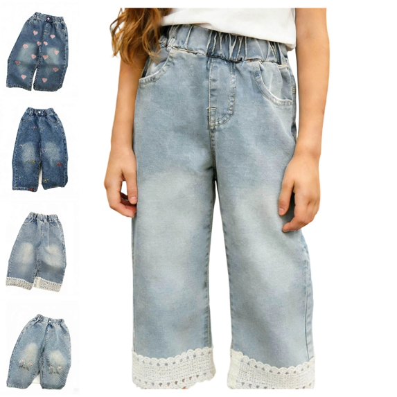 UJNDER Girls Straight Leg Denim Jeans Classic Casual Trousers with Comfort Stretch for Everyday Play and School Activities Girls Pants,Grey3,2-3 Years
