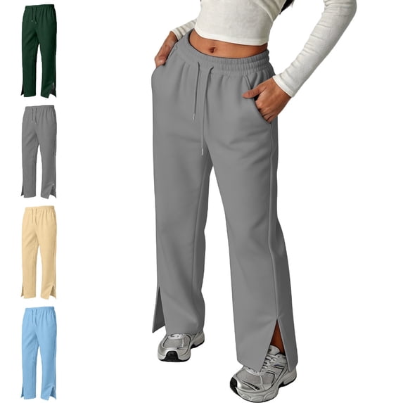 UJNDER Girls and Boys Elastic Waist Loose Fit Casual Sweatpants with Side Split Long Trousers Comfortable Everyday Pants Kids Pants,Grey,9-10 Years