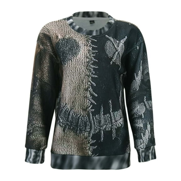 UJNDER Halloween Oversized Pullover Sweater for Women Crewneck Long Sleeve Knitted Top Loose Fit Tunic 03-Black L