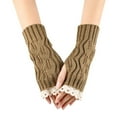 thumbnail image 1 of UJNDER Handmade Crochet Fingerless Lace Gloves for Women Winter Mittens and Arm Sleeves for Hand Warmth Khaki, 1 of 3