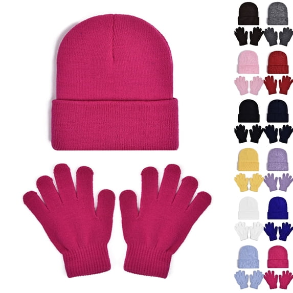UJNDER Hat Gloves Sets Kid's Winter Knitted Beanie with Lined Mittens for Cold Weather Cozy Warm Cap and Gloves Set for Boys Girls