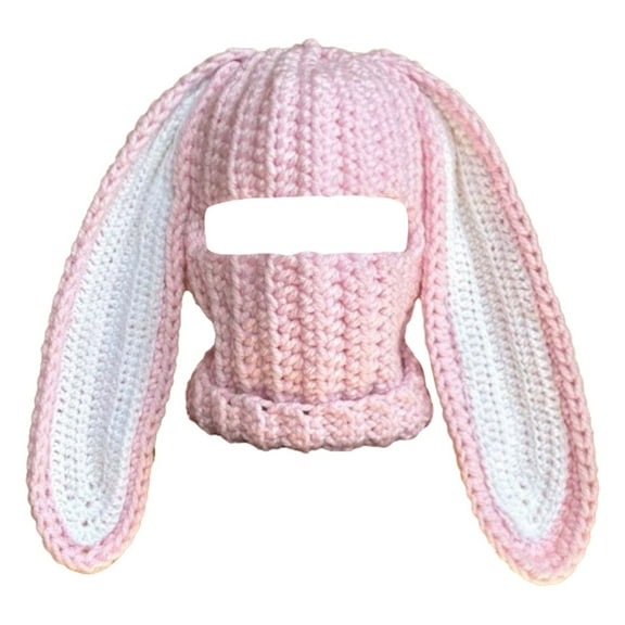 UJNDER Hats Rabbit Ear Hat Autumn And Winter Neck Knitted Hat For Warmth And Comfort Fun Animal Design Beanie For Women Girls Cold Weather Light Pink