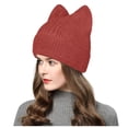 thumbnail image 1 of UJNDER Hats Women Knit Crochet Cute Plush Cat Hat with Ear Slouchy Knit Winter Warm Headwear RD1, 1 of 5