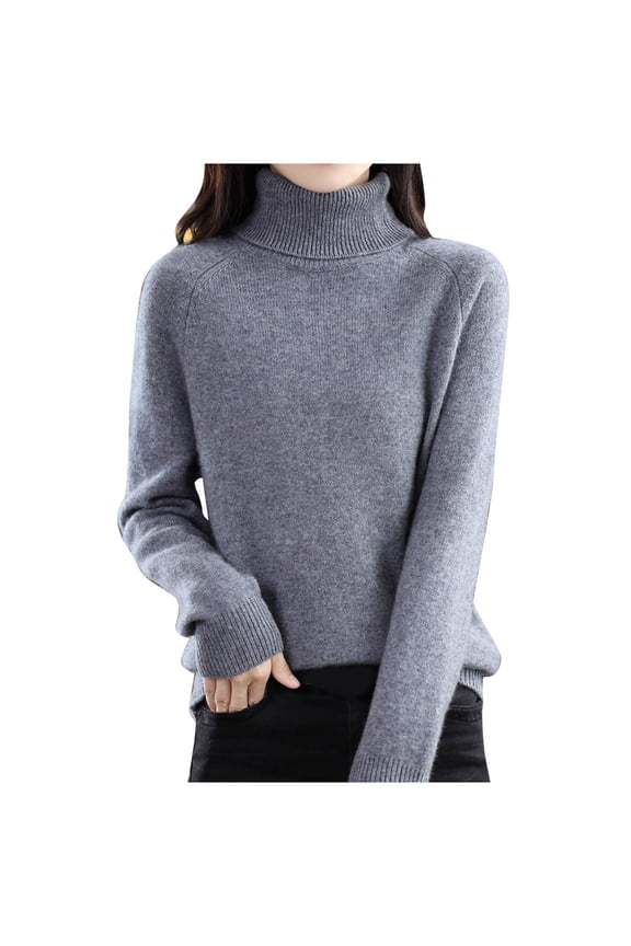 High Neck Thermal Underwear Top Loose Fit Thick Knitted Sweater Soft Warm Base Layer Shirt for Cold Weather Comfort Turtleneck Tops for Women Grey XXL