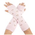 thumbnail image 1 of UJNDER Hollow Knitted Gloves Wool Warm Arm Sleeve Long Jacquard Open Fingered Winter Accessories for Stylish Autumn Fashion Pink, 1 of 5