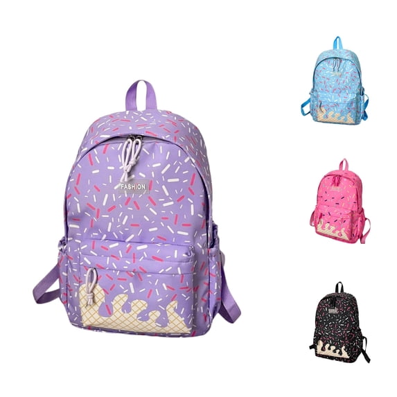 UJNDER Ice Cream Series Backpack for Girls Cute Academia Style Daypack for Students with Lightweight Korean Design High School Backpacks,02_Purple,Mid