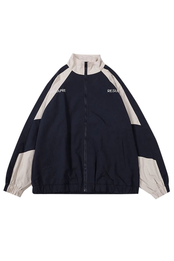 Japanese Streetwear Oversized Hoodie Jacket Hop Patchwork Windbreaker Unisex Couples Cardigan for Women Blue XL