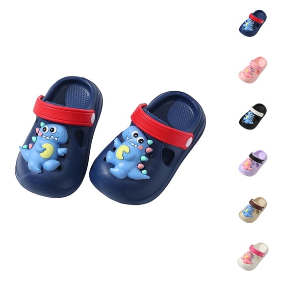 UJNDER Kids Clogs Boys and Girls Playful Cartoon Dinosaur Lightweight Beach Slide for Toddlers and Children,Blue,5.5-6 Years