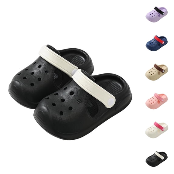 UJNDER Kids Clogs Boys and Girls Simple Lightweight Soft Sole Anti-Slip Slip-On Indoor Outdoor Slippers for Kids,Black,4.5-5 Years