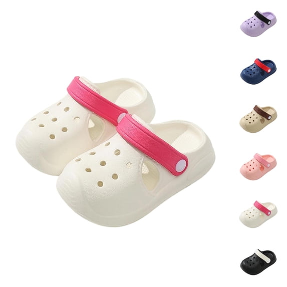 UJNDER Kids Clogs Boys and Girls Simple Lightweight Soft Sole Anti-Slip Slip-On Indoor Outdoor Slippers for Kids,White,2.5-3 Years
