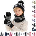 thumbnail image 1 of UJNDER Kids' Hat Scarf Gloves Set Winter Knit Hat Scarf and Gloves with Cartoon Car Striped Pattern Soft Warm Three Piece Ensemble for Boys and Girls, 1 of 6