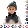 thumbnail image 1 of UJNDER Kids' Hat Scarf Gloves Set Winter Knit Hat Scarf and Gloves with Cartoon Car Striped Pattern Soft Warm Three Piece Ensemble for Boys and Girls, 1 of 8