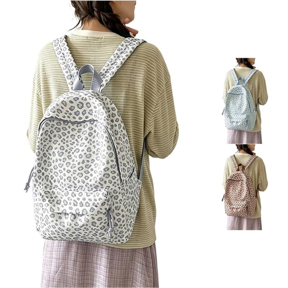 UJNDER Kids Leopard Print Casual Backpack for Travel and School Use Lightweight Versatile Daypack for Middle School Students,Grey,Mid
