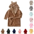 thumbnail image 1 of UJNDER Kids Long Sleeve Reversible Thick Cartoon Printed Hooded Flannel Bathrobe Soft Pajamas for Boys Girls 1-12 Y Kids Robes for Girls,02_Brown,9-10 Years, 1 of 3
